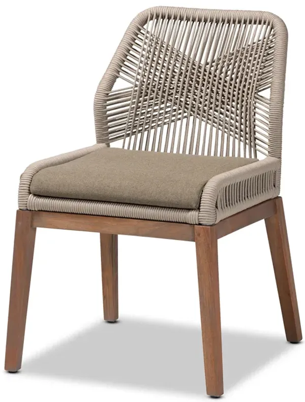 Baxton Studio Jennifer Mid-Century Transitional Grey Woven Rope Mahogany Dining Side Chair