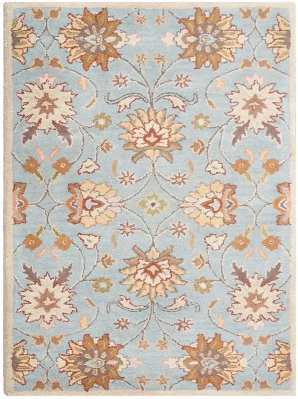 RUGSOTIC CARPETS HAND TUFTED WOOL ECO-FRIENDLY AREA RUGS  - 8'x11', Rectangle Shape, Light Blue, Floral Modern Design, High Pile Thick Handmade Area Rugs for Living Room, Bed Room (K00660)
