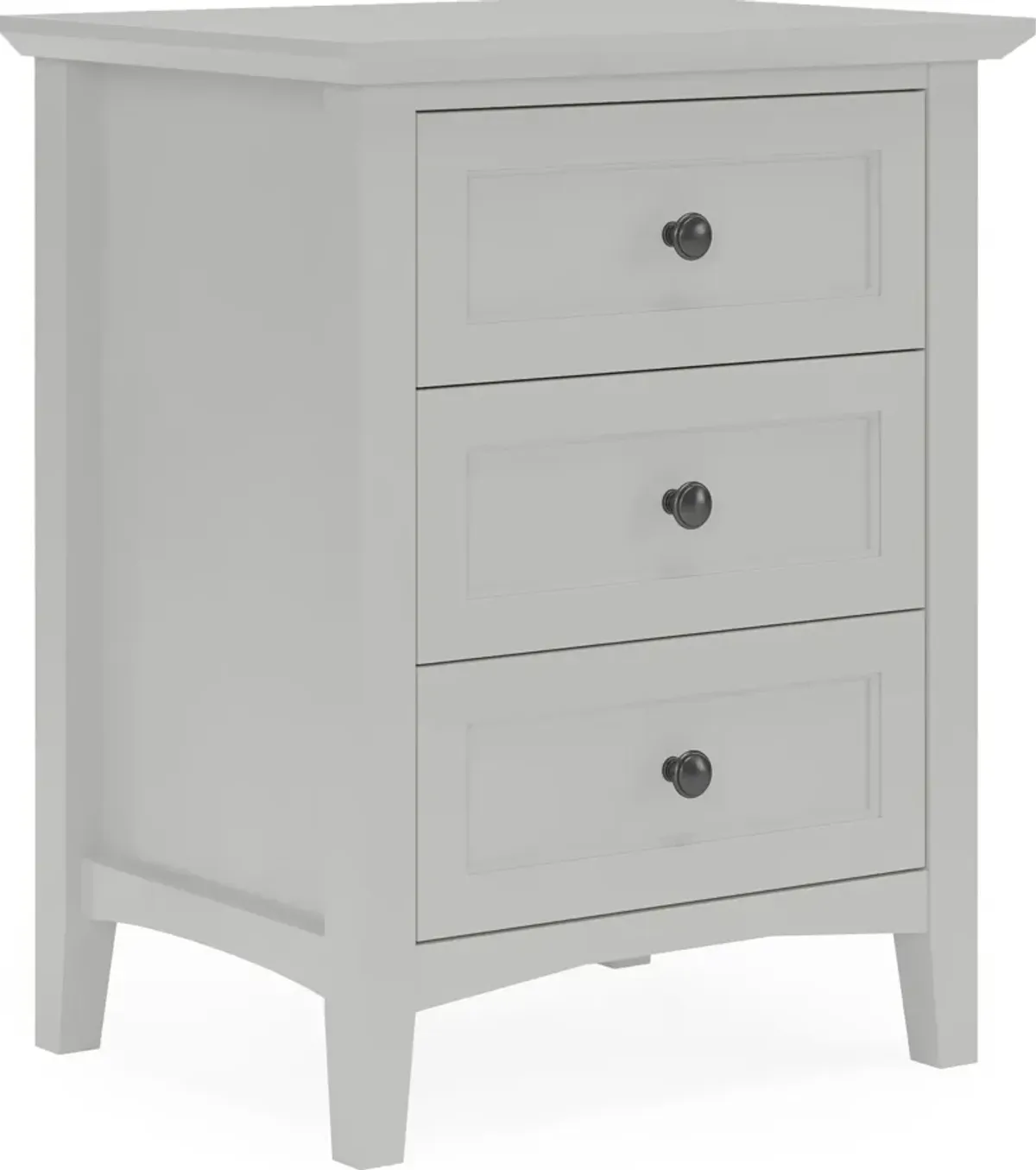 Grace Three Drawer Nightstand in Elephant Grey