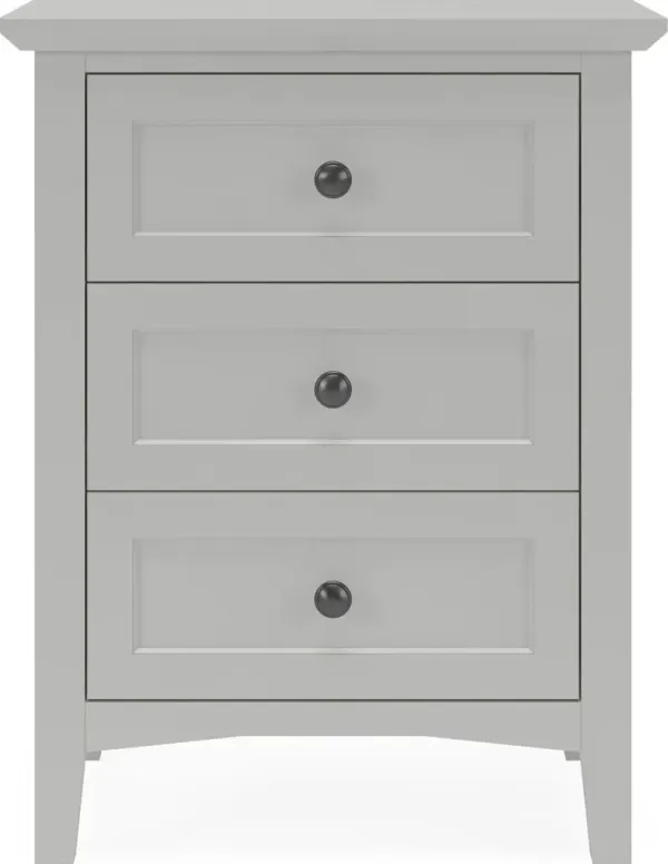 Grace Three Drawer Nightstand in Elephant Grey