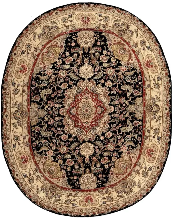 Nourison 2000 2028 Black 7'6" x 9'6" Oval Rug