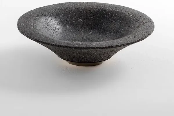 CHIMBORAZO Decorative Volcanic Stone Bowl with Aged Bronze Detail by ANDEAN, In Stock