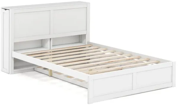 Kids Wooden Platform Bed with Trundle Storage Headboard