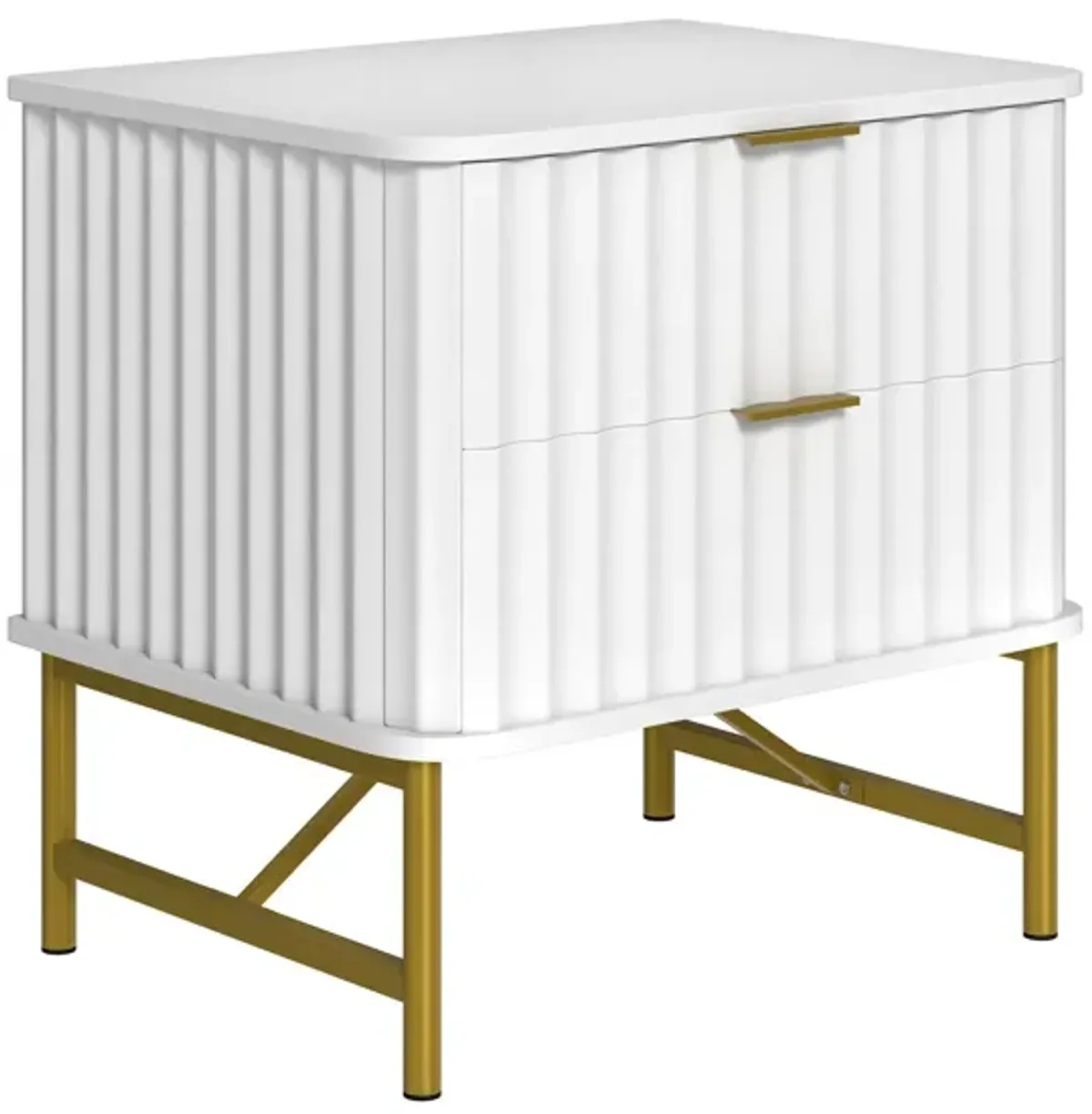 2-Drawer Nightstand with Metal Base