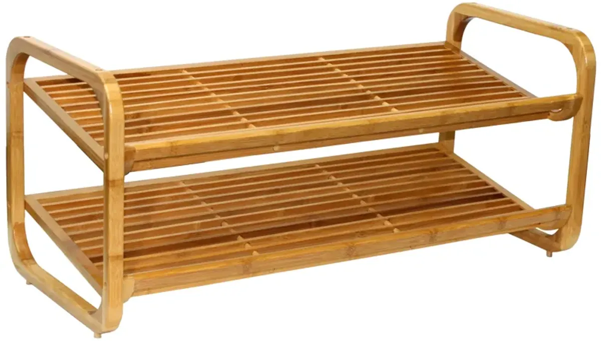 Oceanstar  2 Tier Bamboo Shoe Rack, Rounded