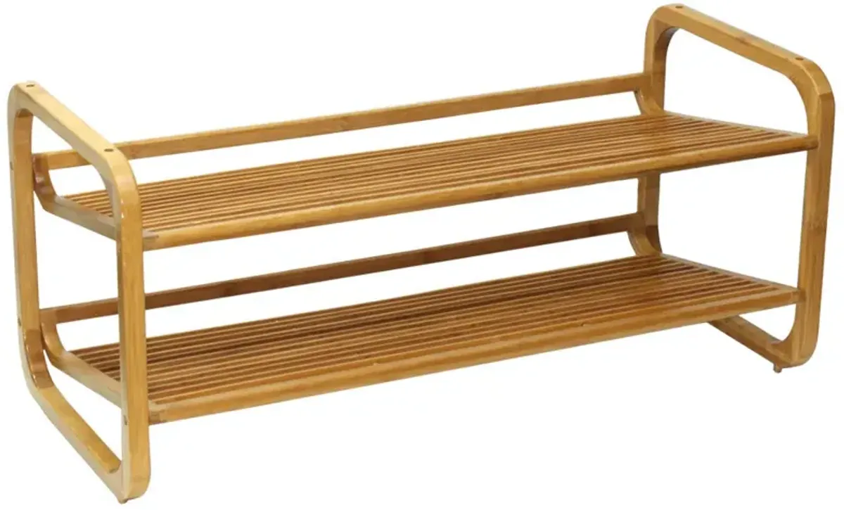 Oceanstar  2 Tier Bamboo Shoe Rack, Rounded