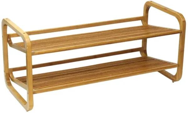 Oceanstar  2 Tier Bamboo Shoe Rack, Rounded