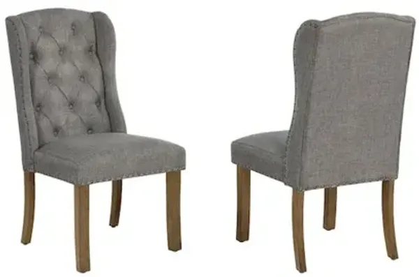 Best Quality Furniture Dark Grey Dining Chair With Linen Fabric (Set Of 2)