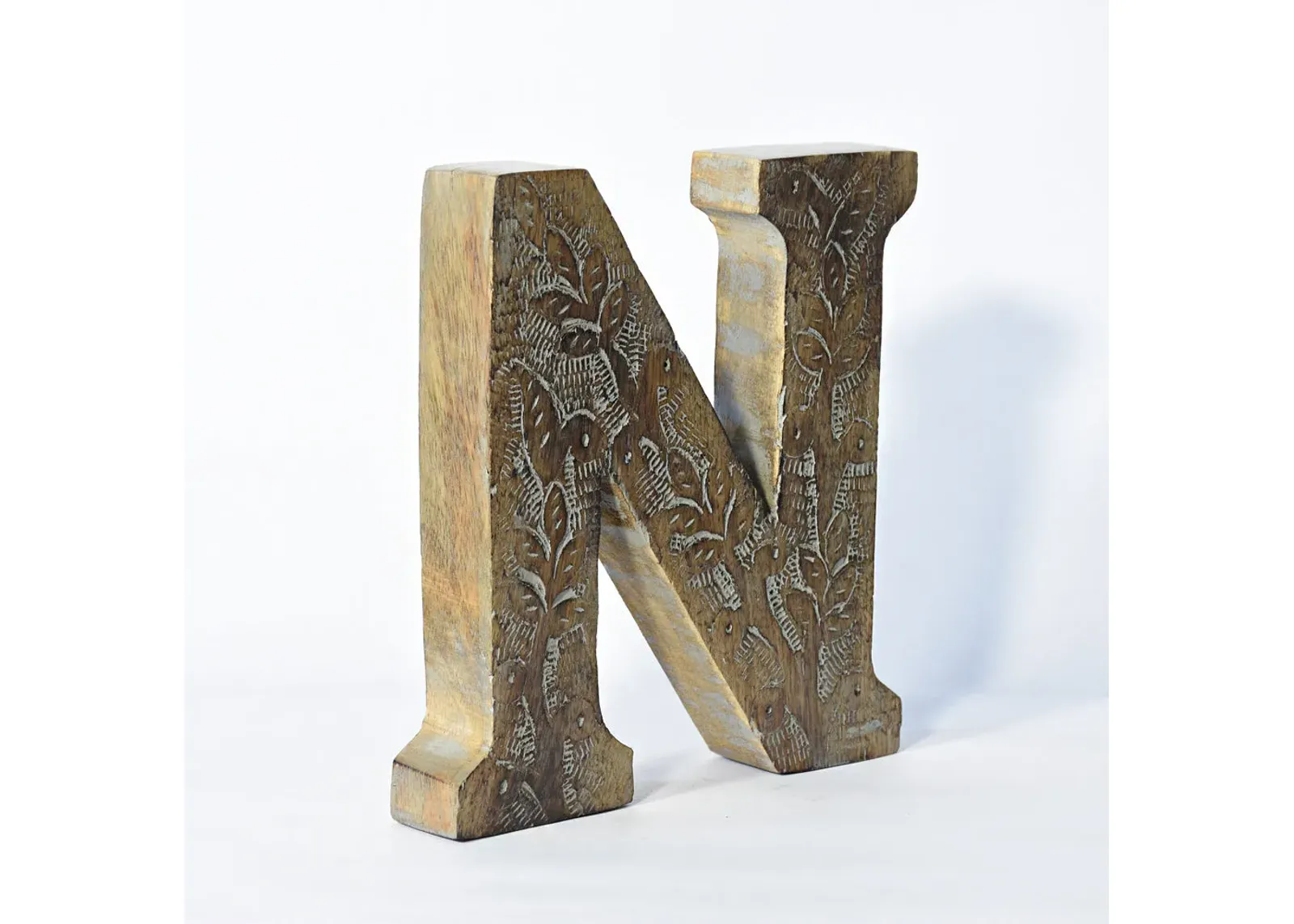 Vintage Gray Handmade Eco-Friendly "N" Alphabet Letter Block For Wall Mount & Table Top D�cor