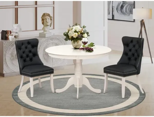 East West Furniture 3 Piece Dining Table Set Consists of a Round Kitchen Table with Pedestal