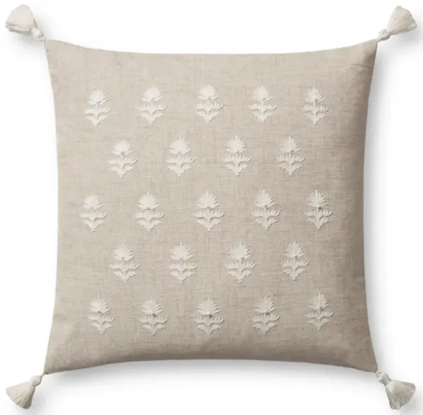 Addison PMH0051 Natural/Ivory 18''x18'' Polyester Pillow by Magnolia Home by Joanna Gaines x Loloi