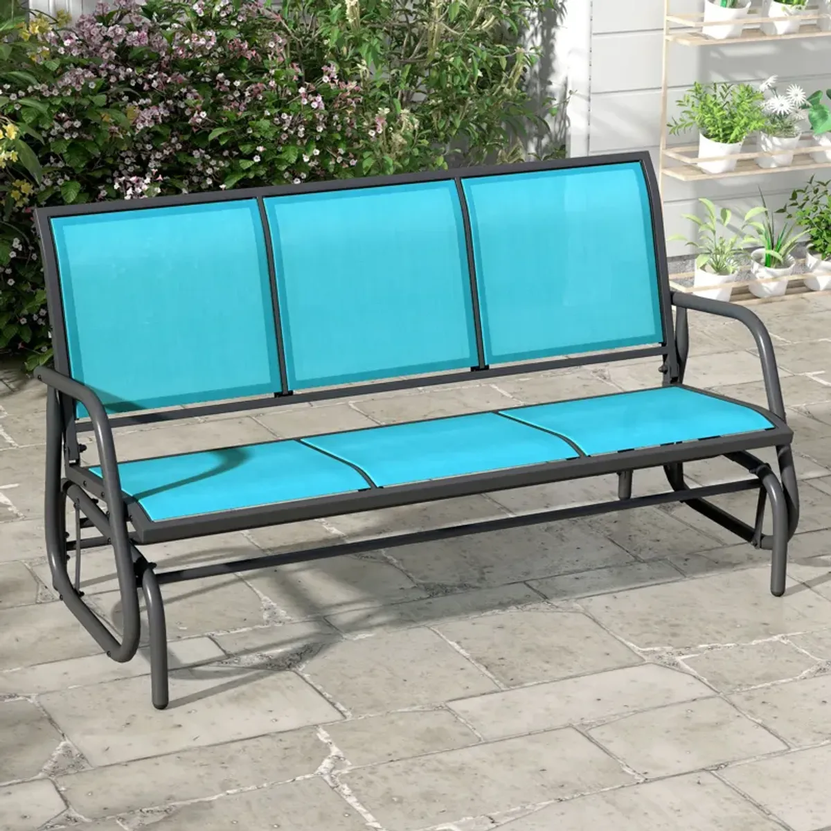 3-Seat Metal Glider Bench Chair Patio  Rocker Heavy-Duty Outdoor Garden Patio