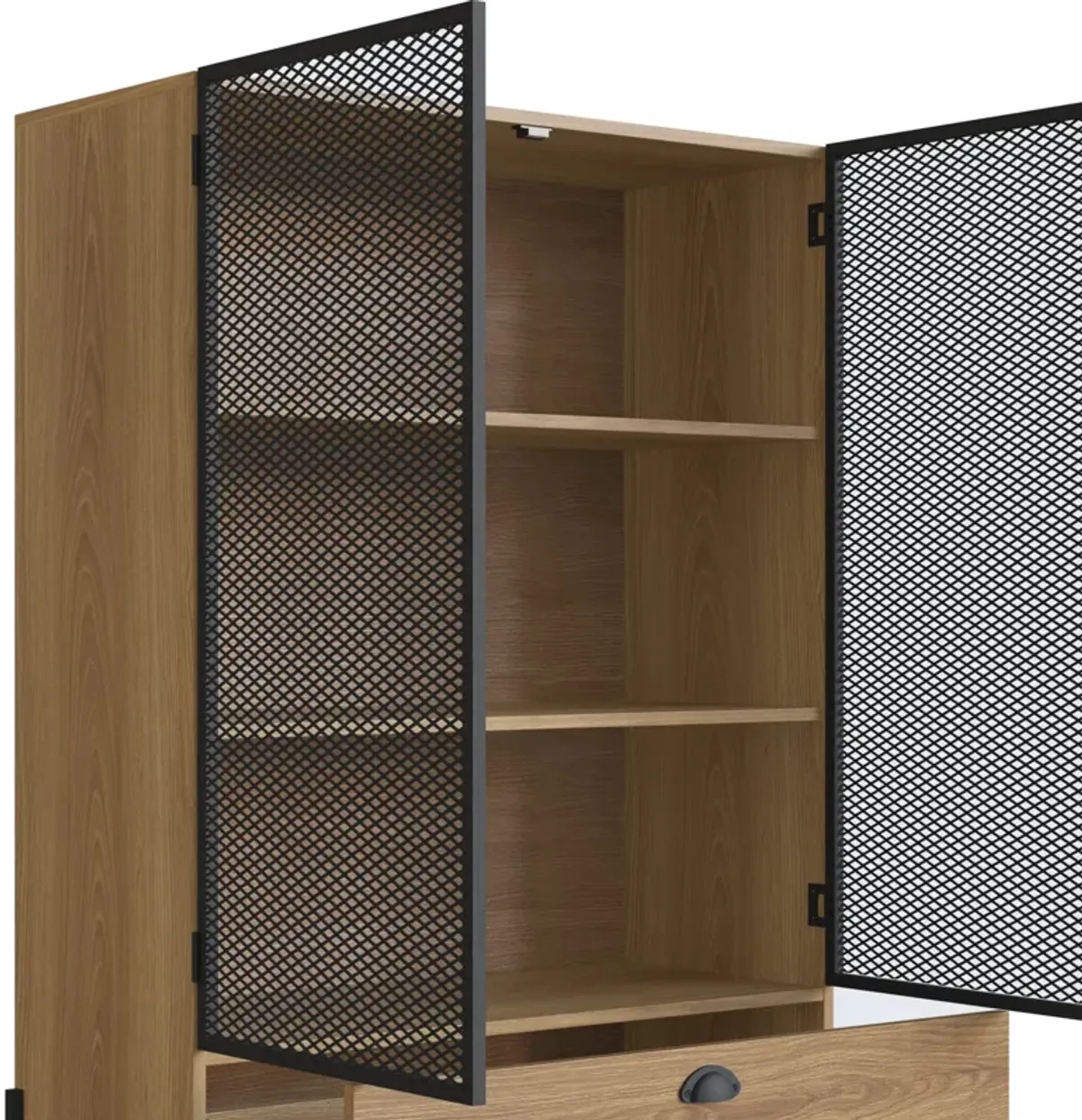 Kybele Brown and Black Mesh 2-Door Display Storage Cabinet