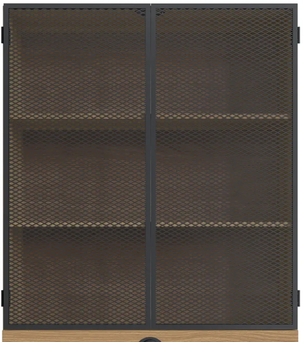 Kybele Brown and Black Mesh 2-Door Display Storage Cabinet