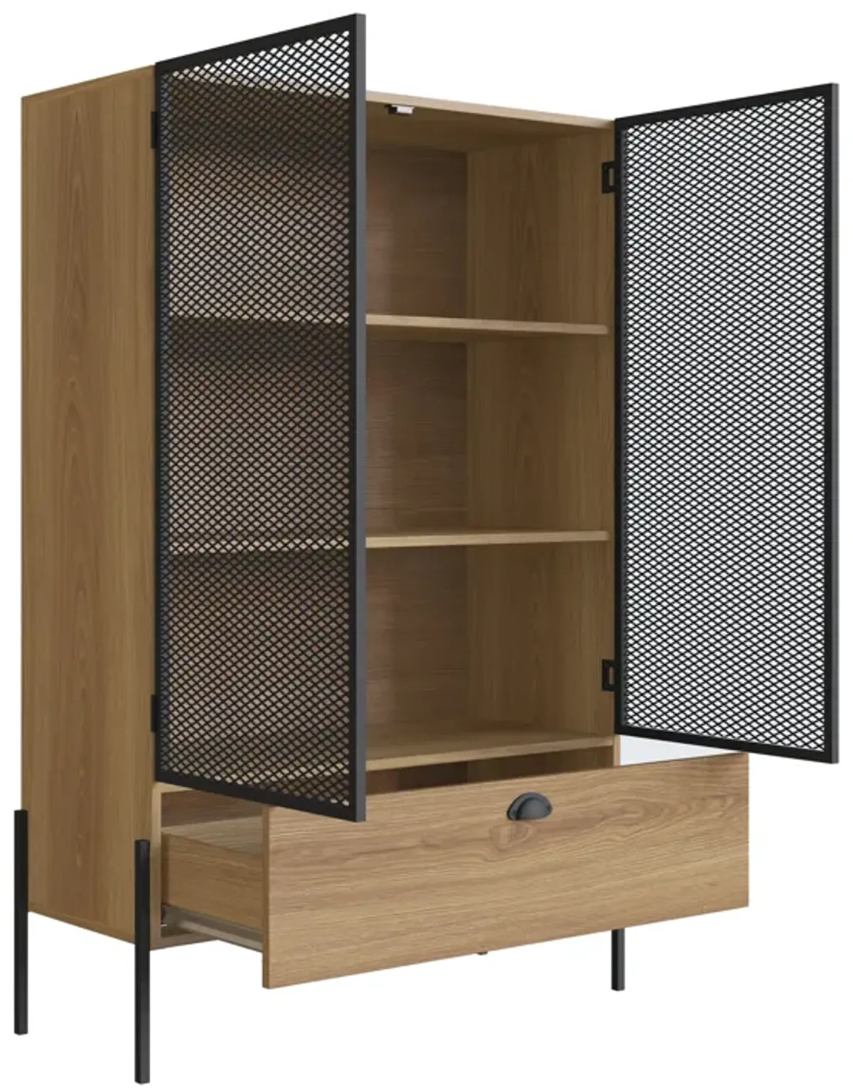 Kybele Brown and Black Mesh 2-Door Display Storage Cabinet