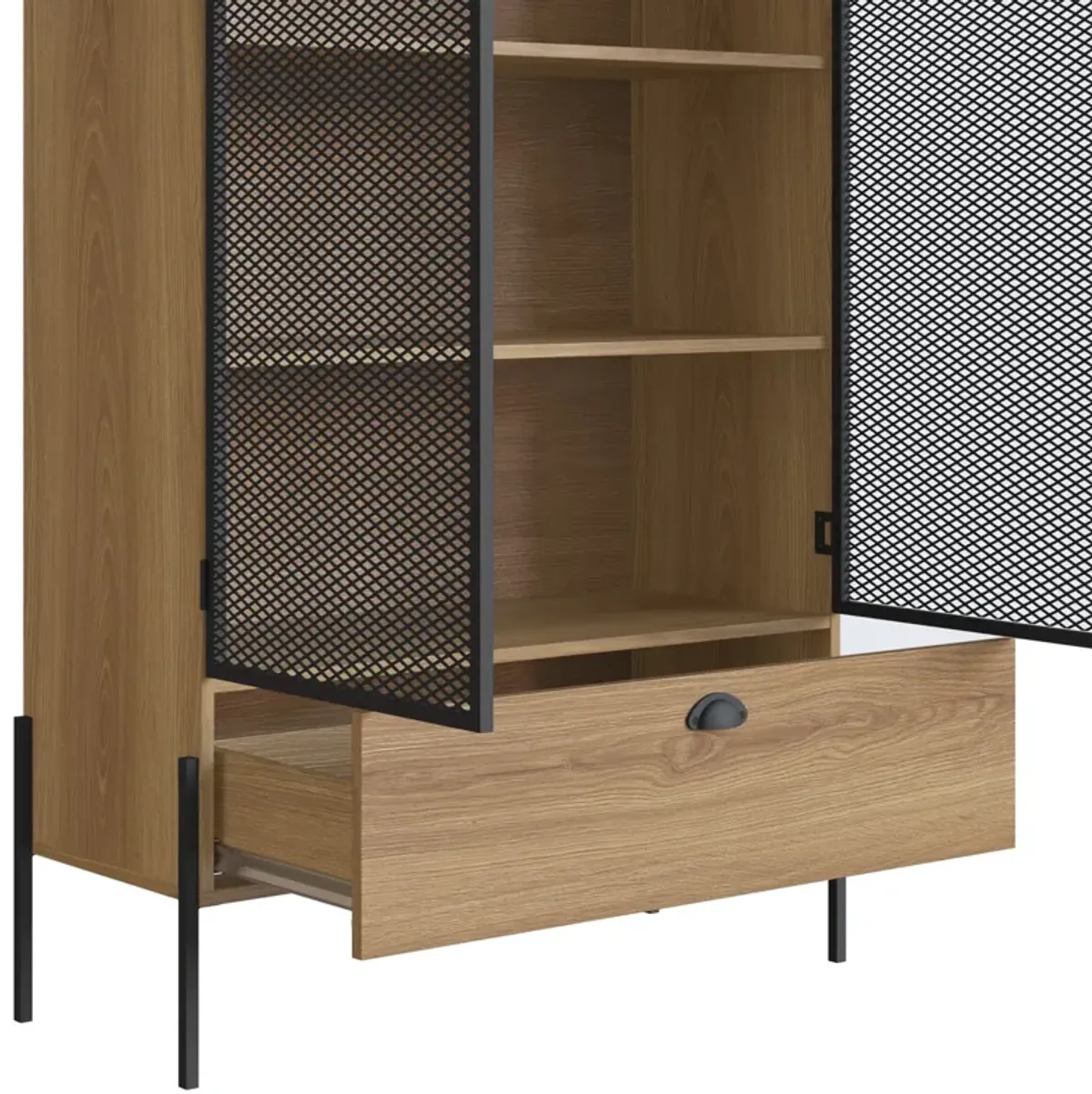 Kybele Brown and Black Mesh 2-Door Display Storage Cabinet