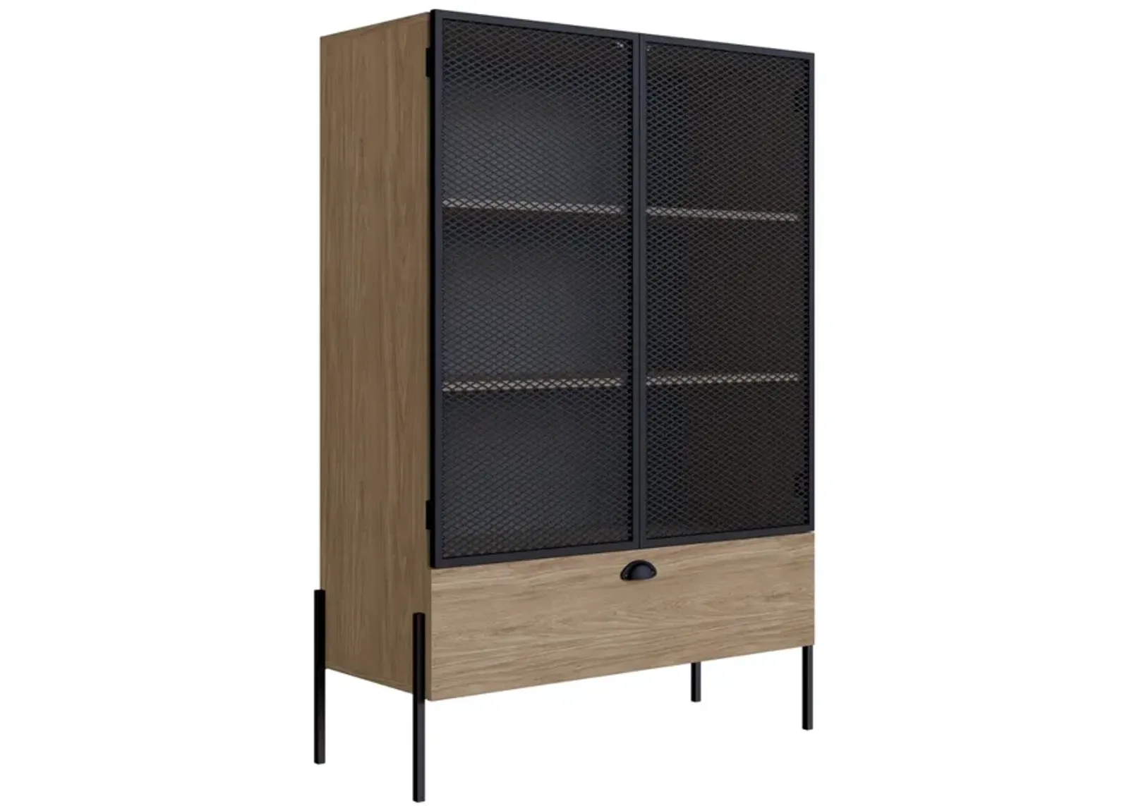 Kybele Brown and Black Mesh 2-Door Display Storage Cabinet