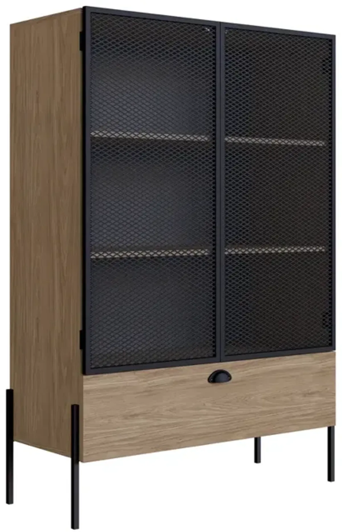 Kybele Brown and Black Mesh 2-Door Display Storage Cabinet