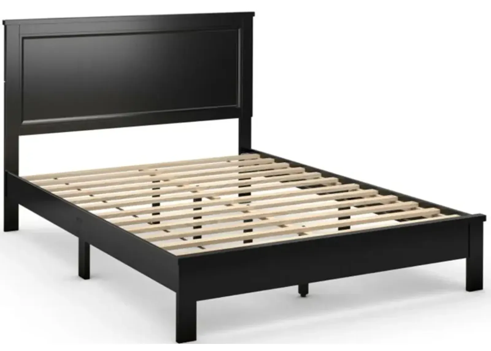 Hivvago Queen Size Bed Frame Platform Slat High Headboard Bedroom with Rubber Wood Leg