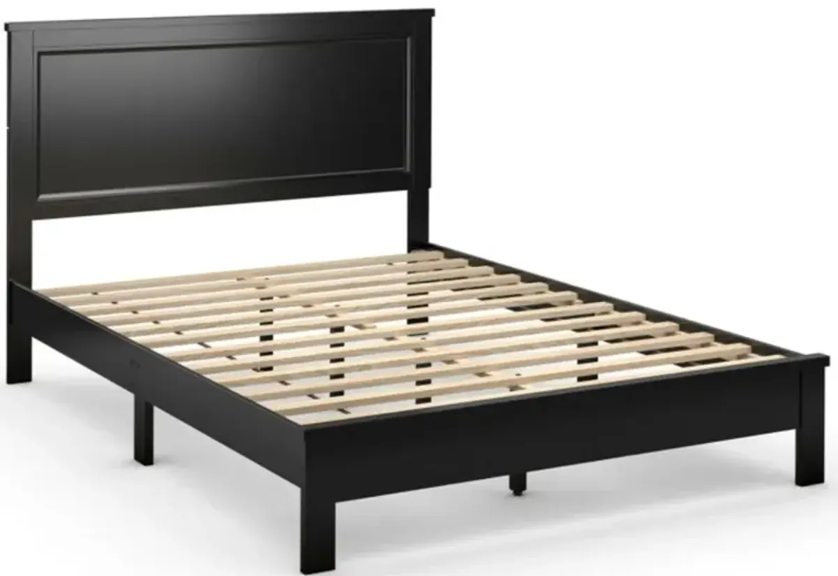 Hivvago Queen Size Bed Frame Platform Slat High Headboard Bedroom with Rubber Wood Leg