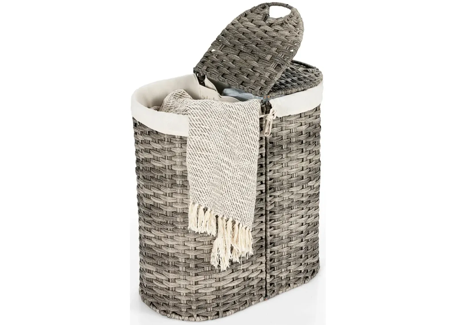 Handwoven Laundry Hamper Basket with 2 Removable Liner Bags