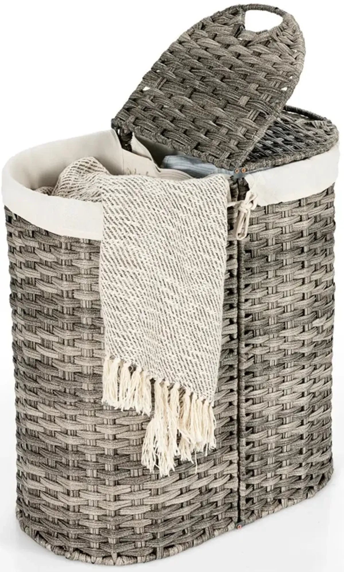 Handwoven Laundry Hamper Basket with 2 Removable Liner Bags