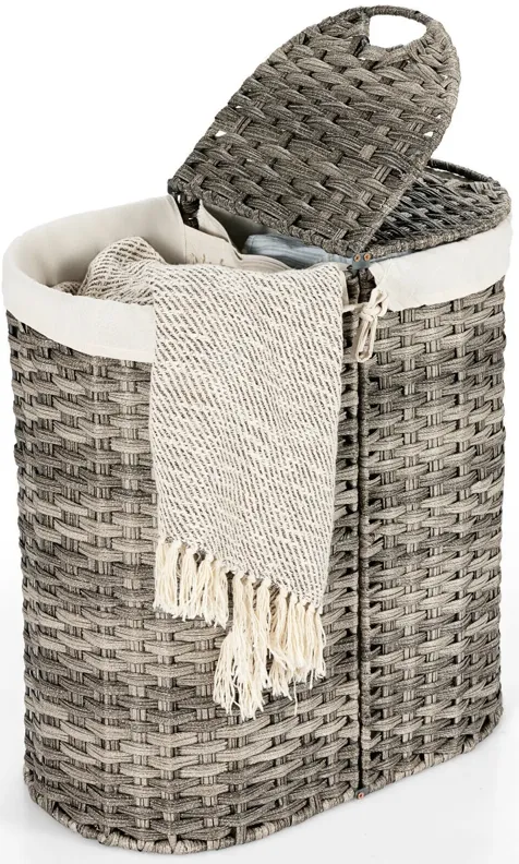 Handwoven Laundry Hamper Basket with 2 Removable Liner Bags