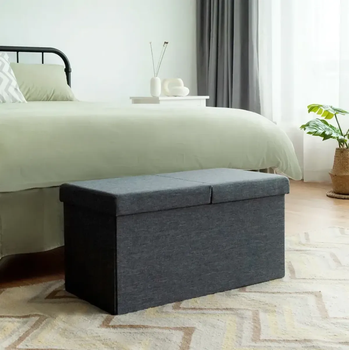 Folding Storage Ottoman with Lift Top