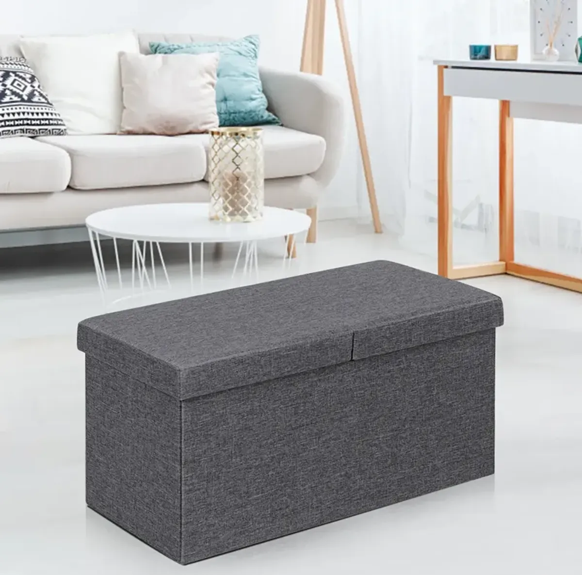 Folding Storage Ottoman with Lift Top