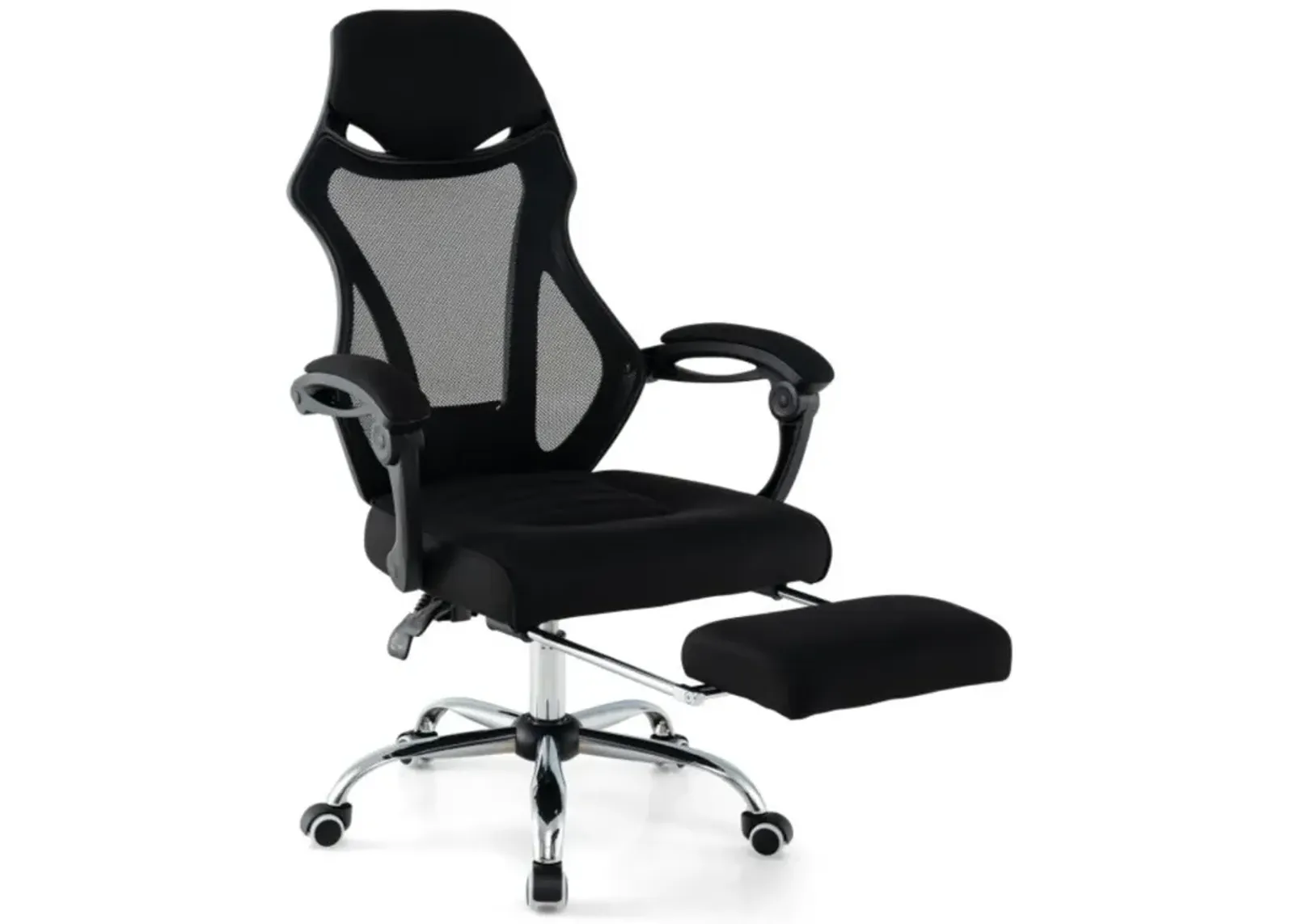 Hivvago Ergonomic Mesh Office Chair with Footrest and Tilting Backrest-Black