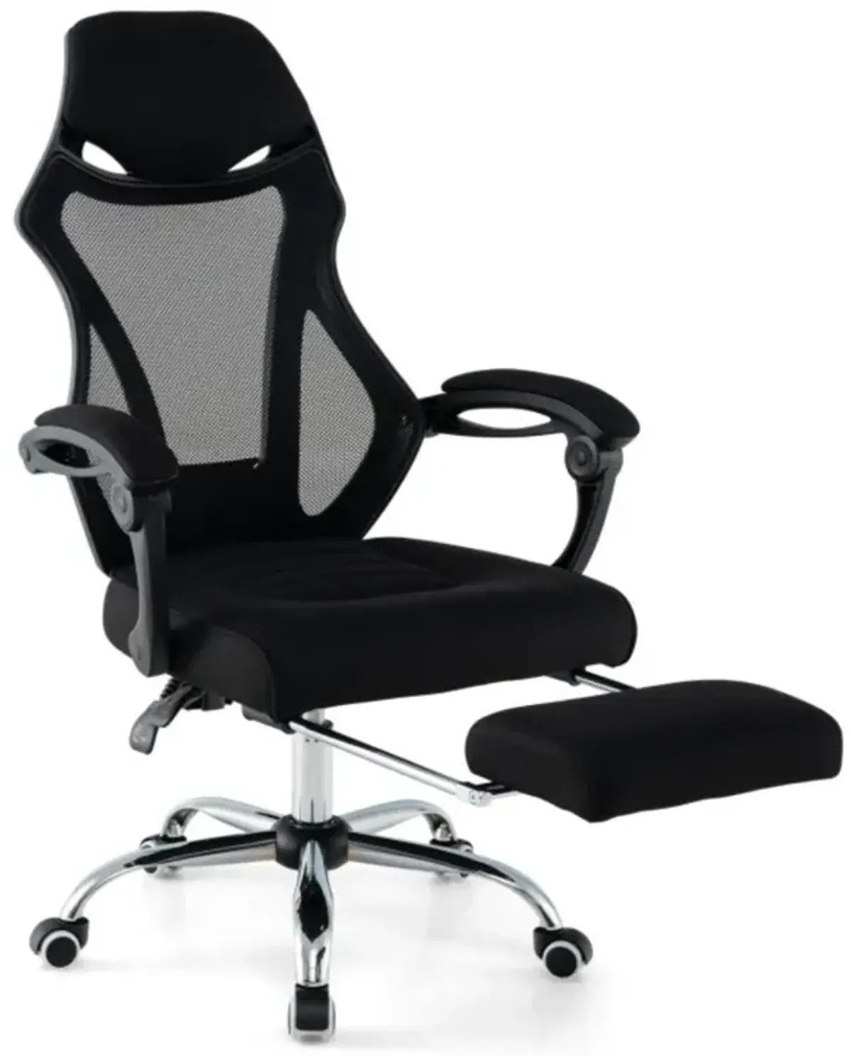 Hivvago Ergonomic Mesh Office Chair with Footrest and Tilting Backrest-Black