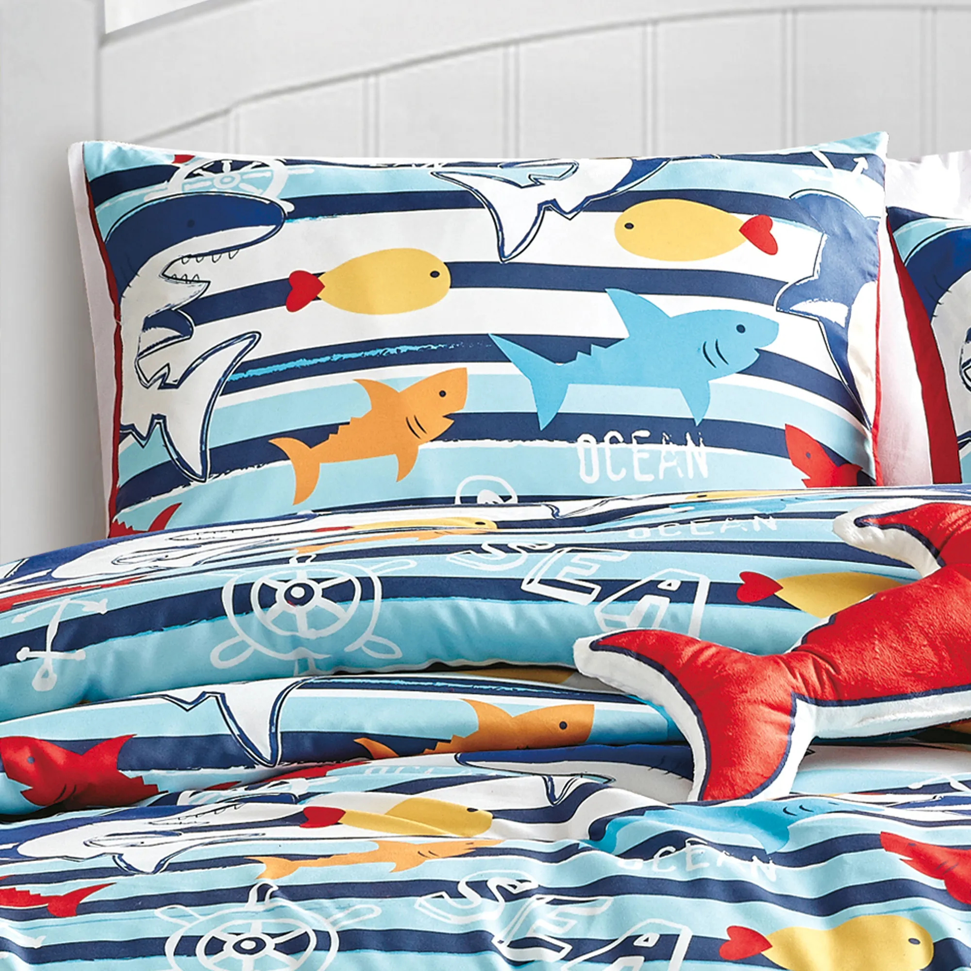 MarCielo Kids Girls Boys Comforter Set Ocean Life.