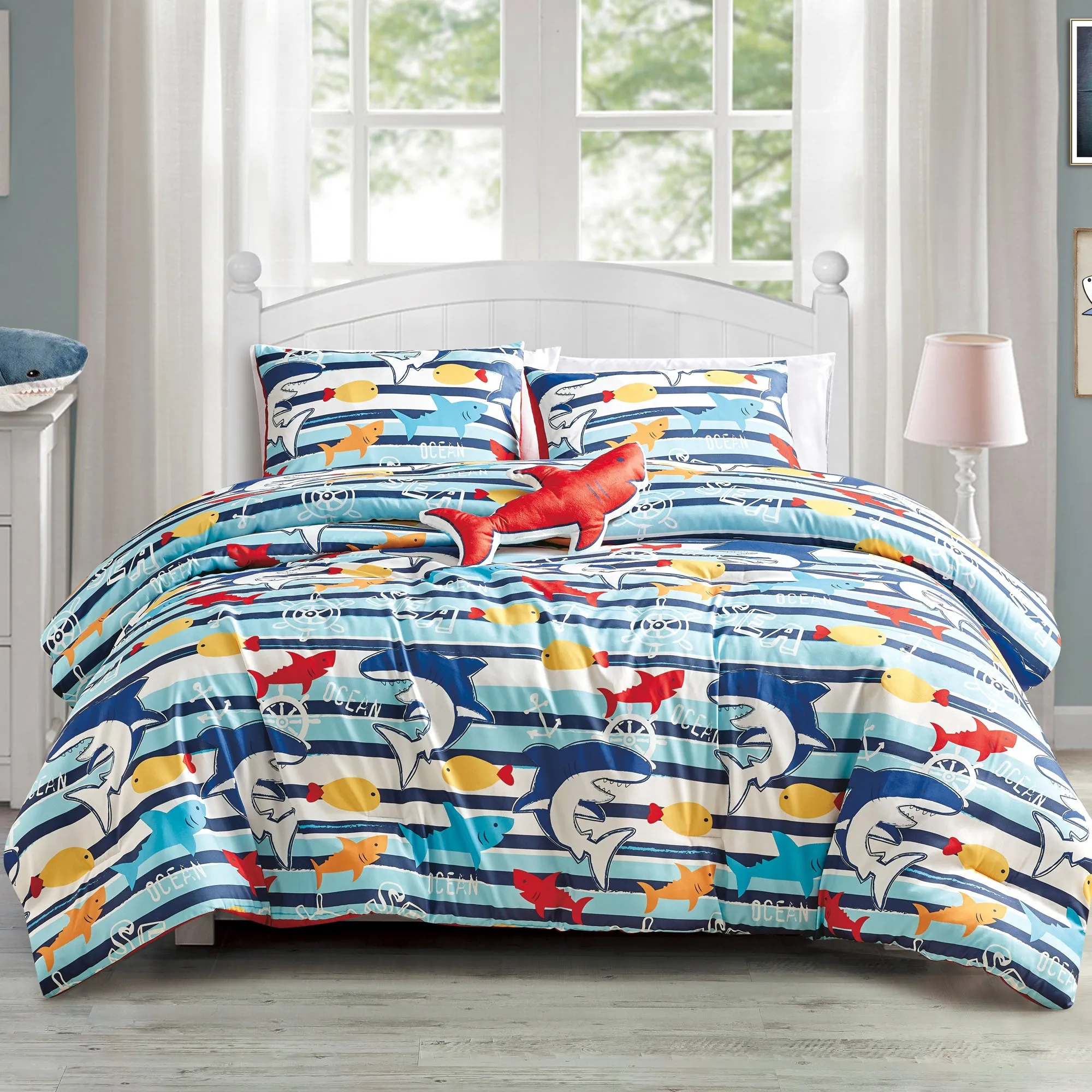 MarCielo Kids Girls Boys Comforter Set Ocean Life.