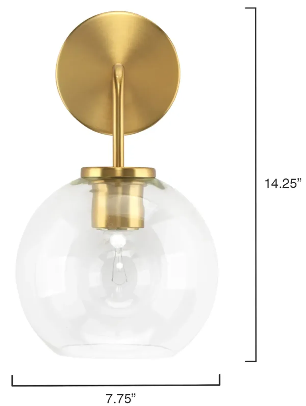 Reese Glass Wall Sconce, Brass