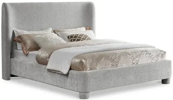 Meridian Furniture Penny Light Grey Chenille Fabric King Bed