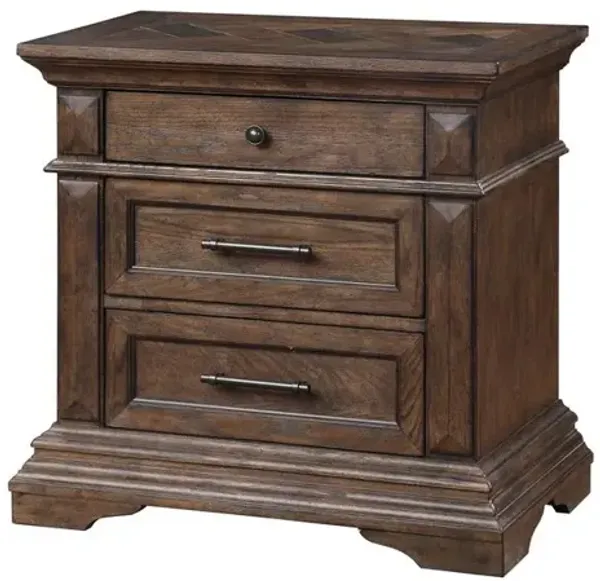 New Classic Furniture Furniture Mar Vista Solid Wood 3-Drawer Nightstand in Brushed Walnut