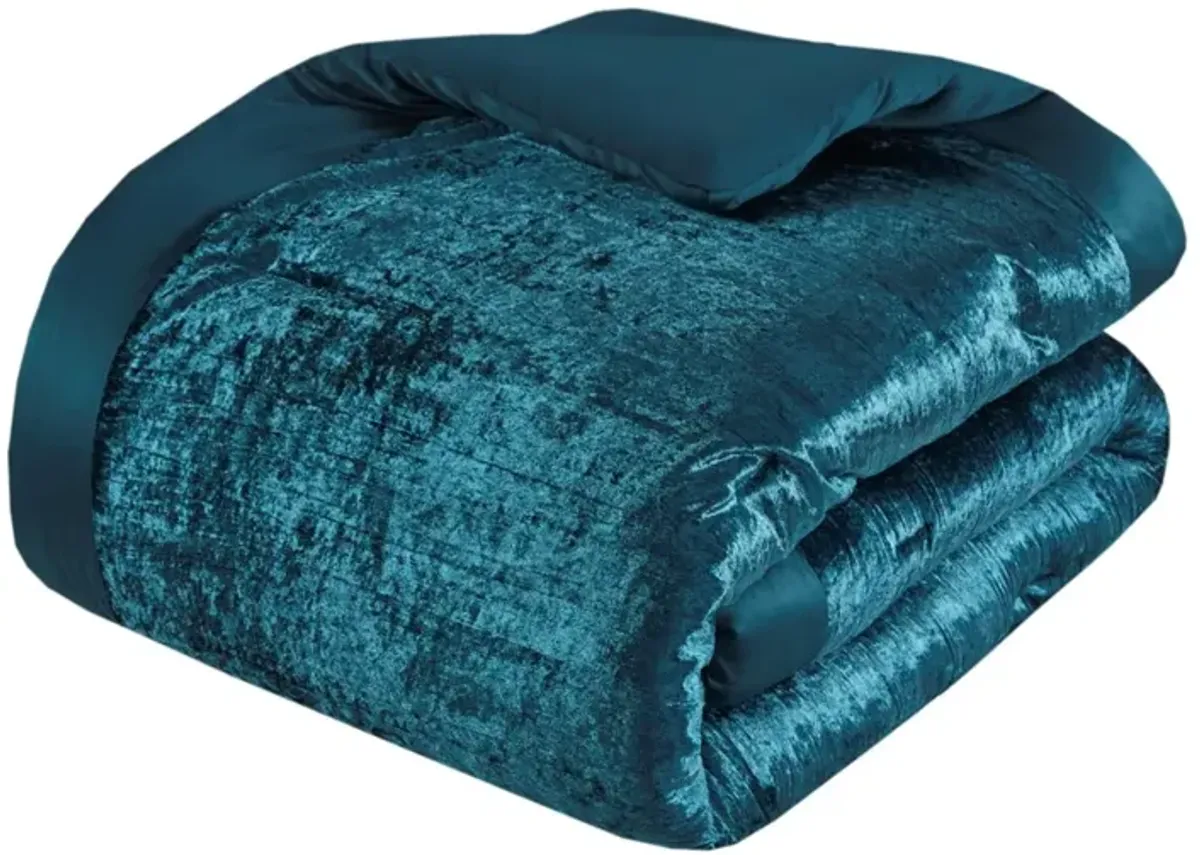 Gracie Mills 5-Piece Solid Crinkle Velvet Comforter Set