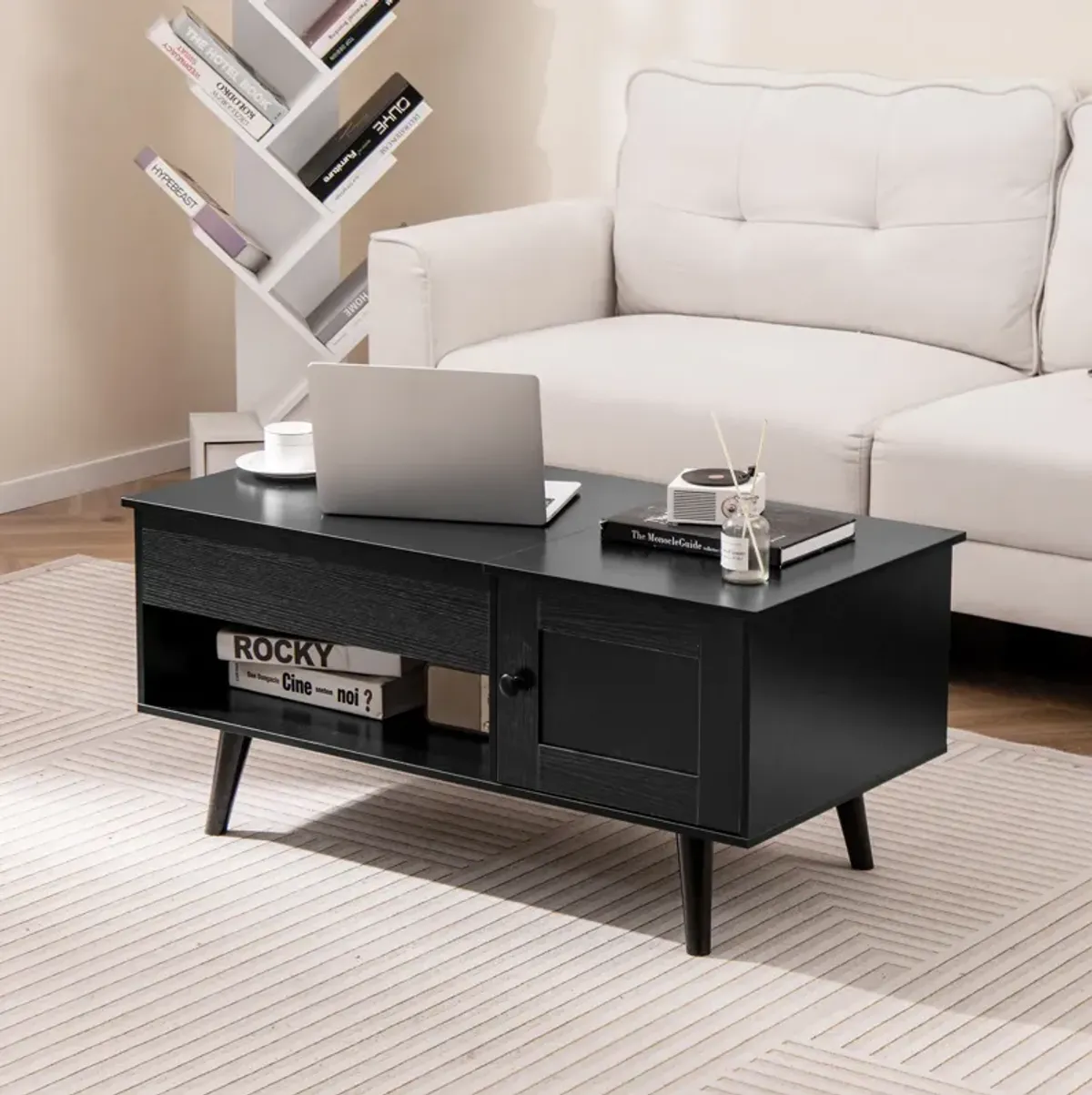 Lift Top Coffee Table with Storage and Hidden Compartment