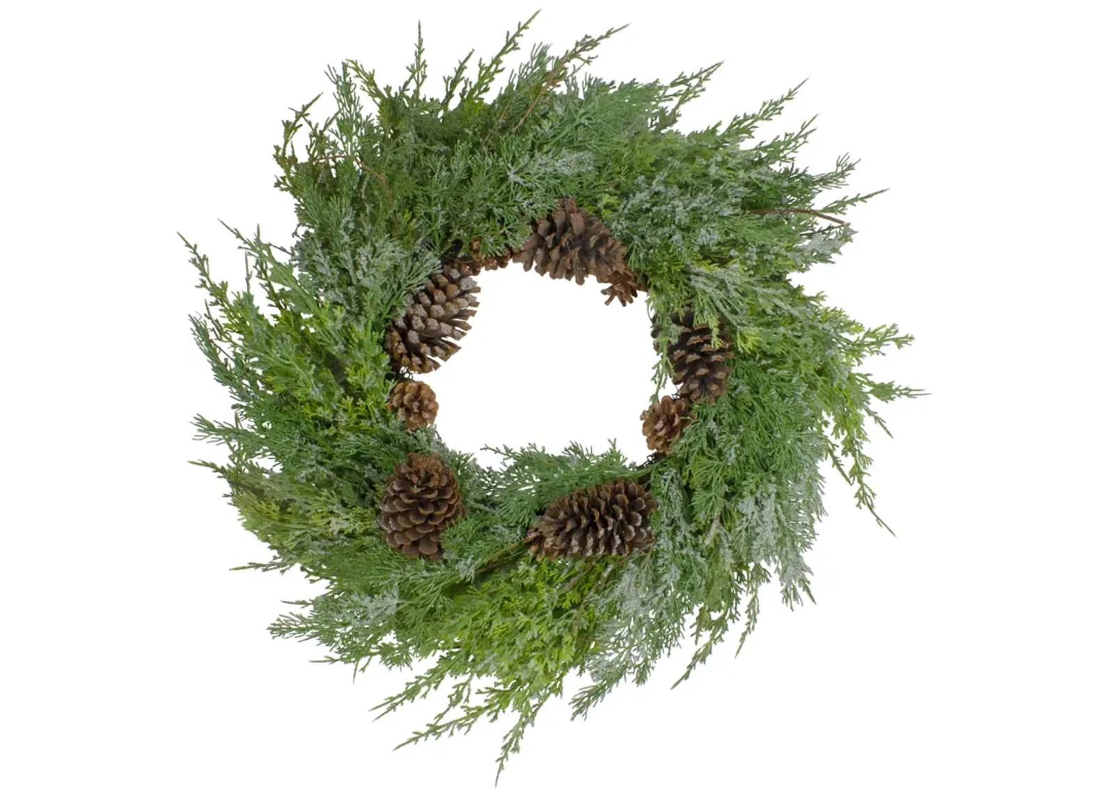 Frosted Cedar and Pine Cone Artificial Christmas Wreath  26-Inch  Unlit