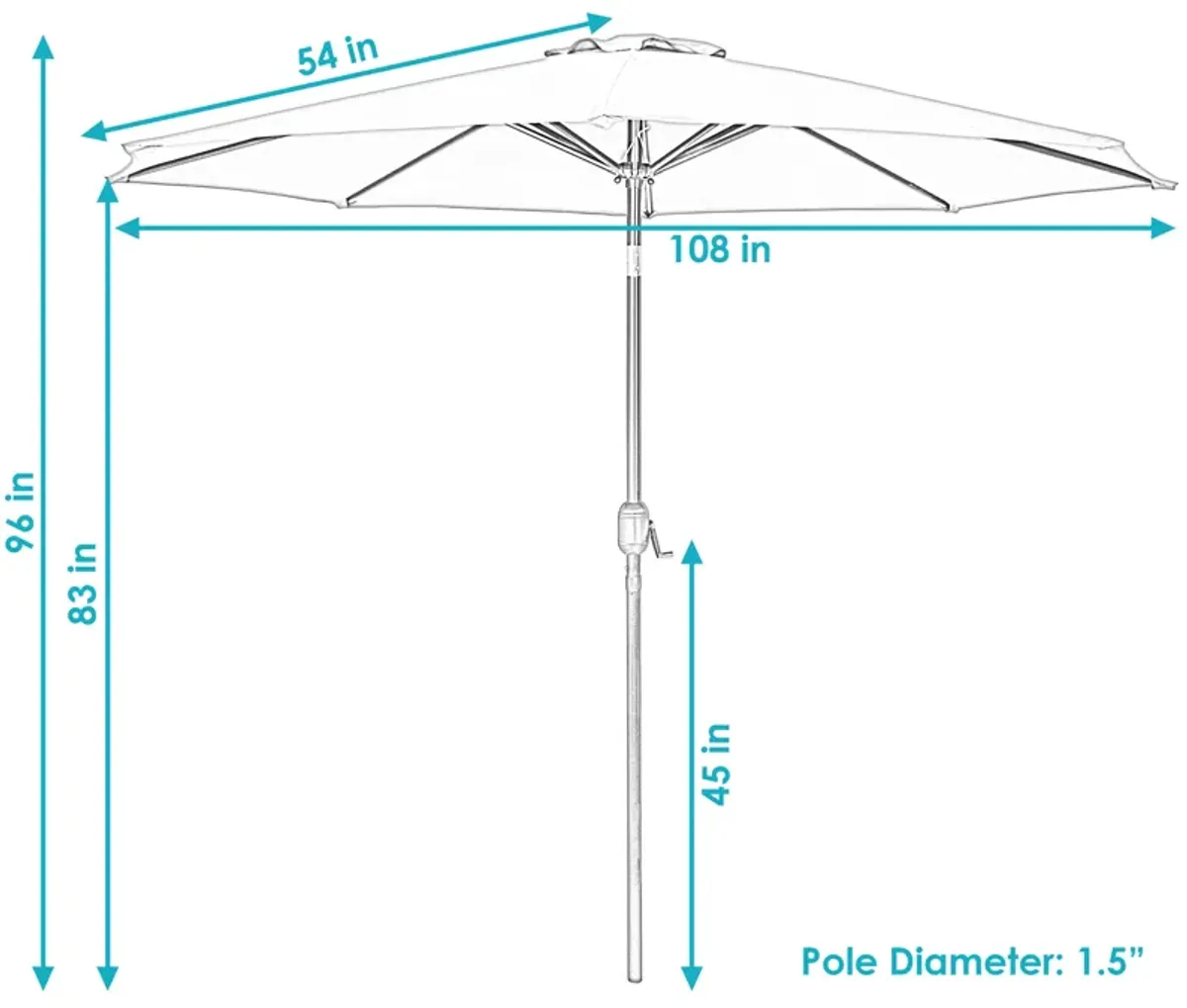 Sunnydaze 9 ft Aluminum Patio Umbrella with Tilt and Crank