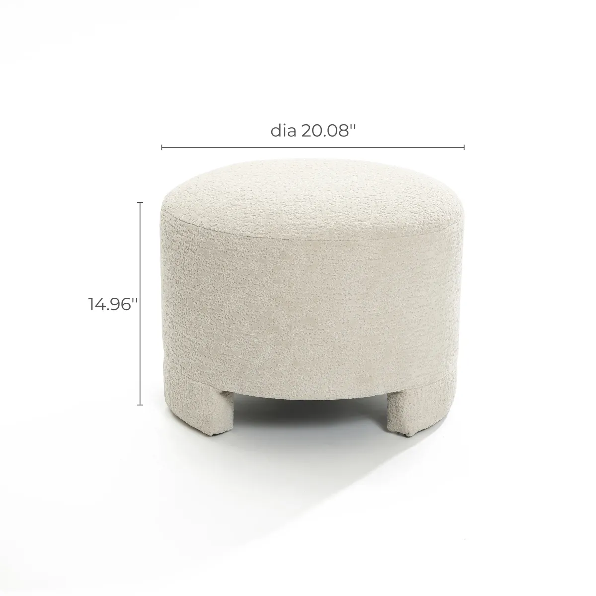 LuxenHome Upholstered Cream Modern Round Ottoman