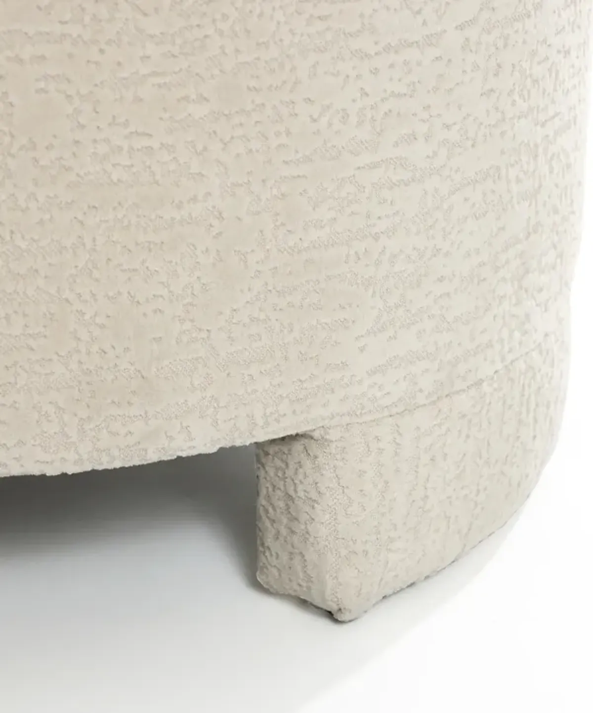 LuxenHome Upholstered Cream Modern Round Ottoman