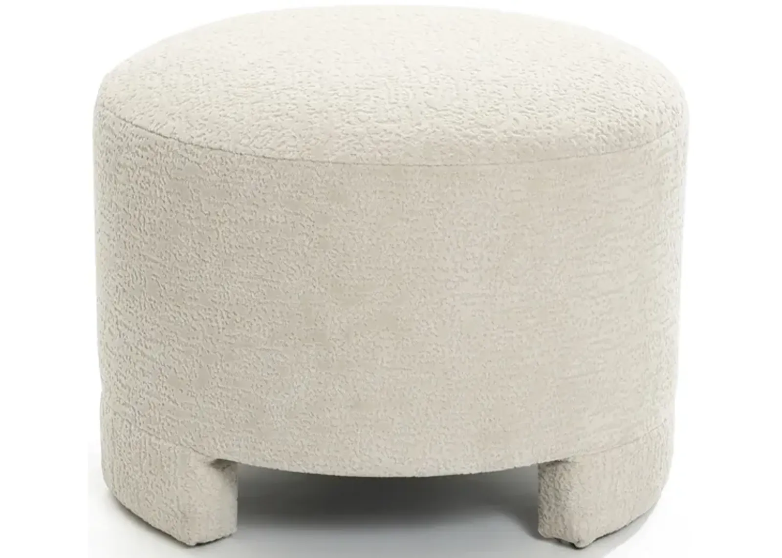 LuxenHome Upholstered Cream Modern Round Ottoman