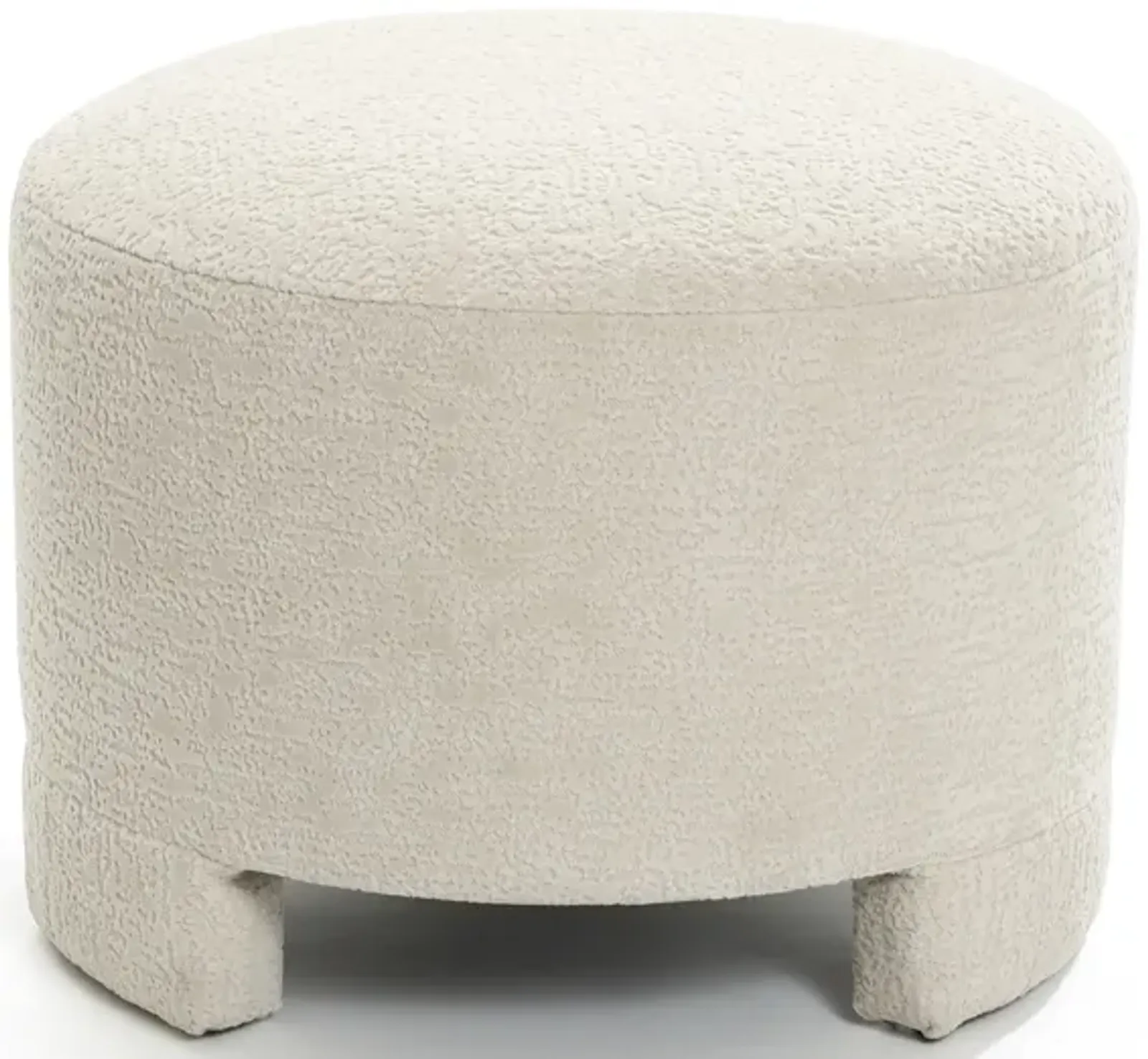 LuxenHome Upholstered Cream Modern Round Ottoman