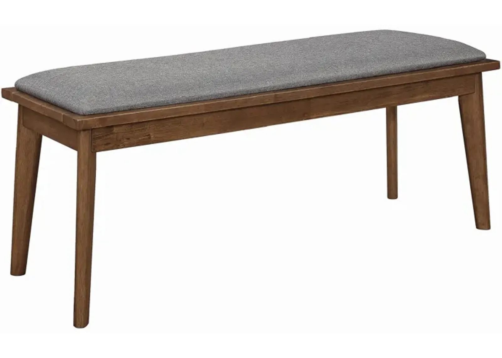 Fabric Upholstered Wooden Bench with Chamfered Legs, Gray and Brown-Benzara