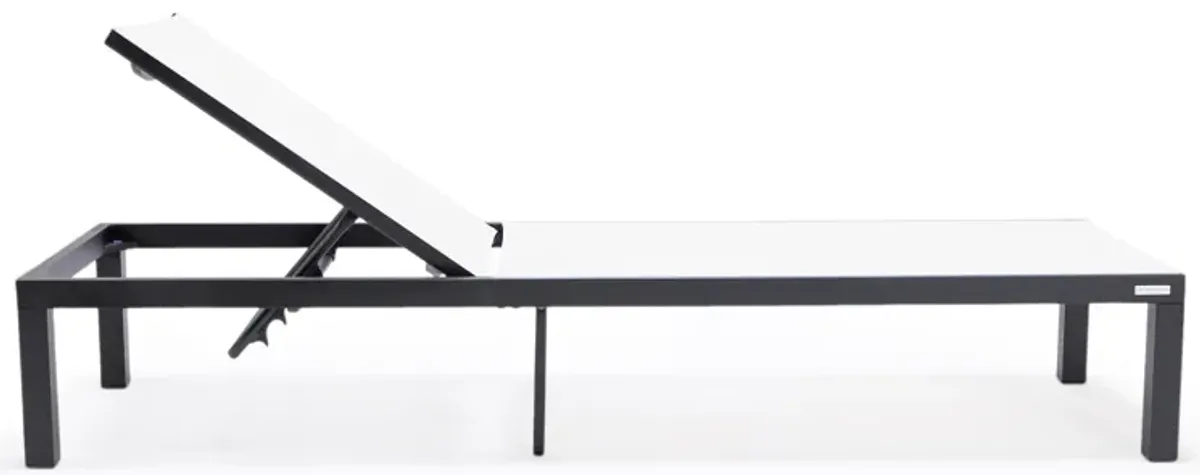 LeisureMod Marlin Patio Chaise Lounge Chair With Black Aluminum Frame, Set of 2