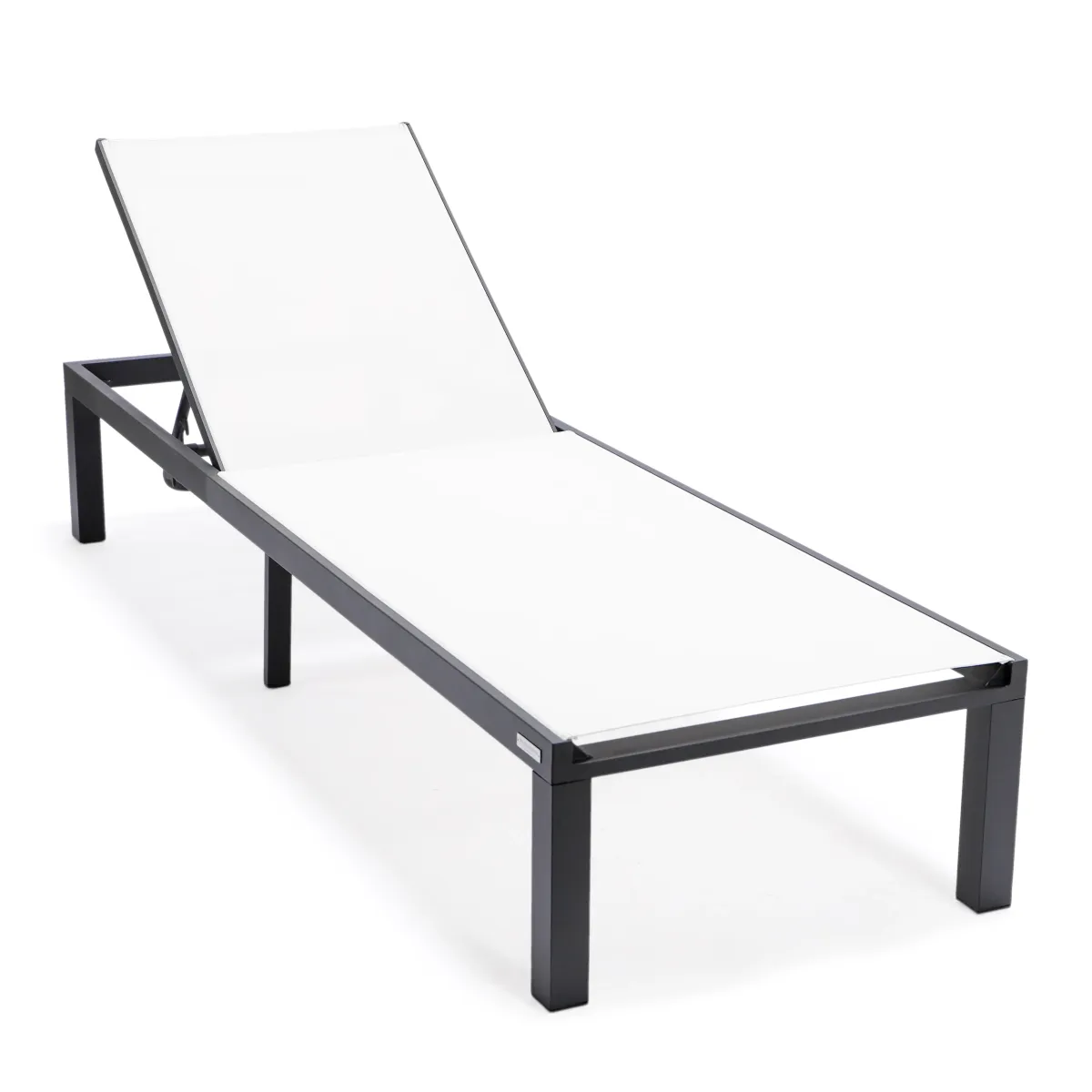 LeisureMod Marlin Patio Chaise Lounge Chair With Black Aluminum Frame, Set of 2