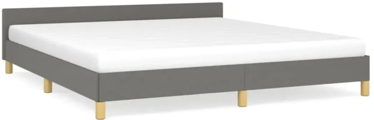 vidaXL Bed Frame with Headboard Dark Gray 72"x83.9" California King Fabric