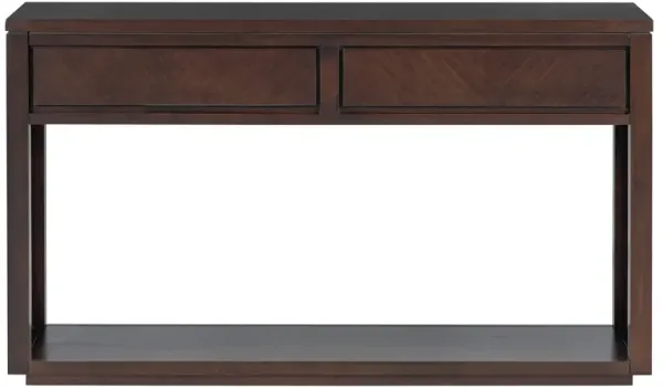 Clihome 55" Console Table, Rustic Wooden Entryway Table with Storage Drawers and Open Shelf, Elegant Sofa Table for Hallway and Living Room (Espresso)