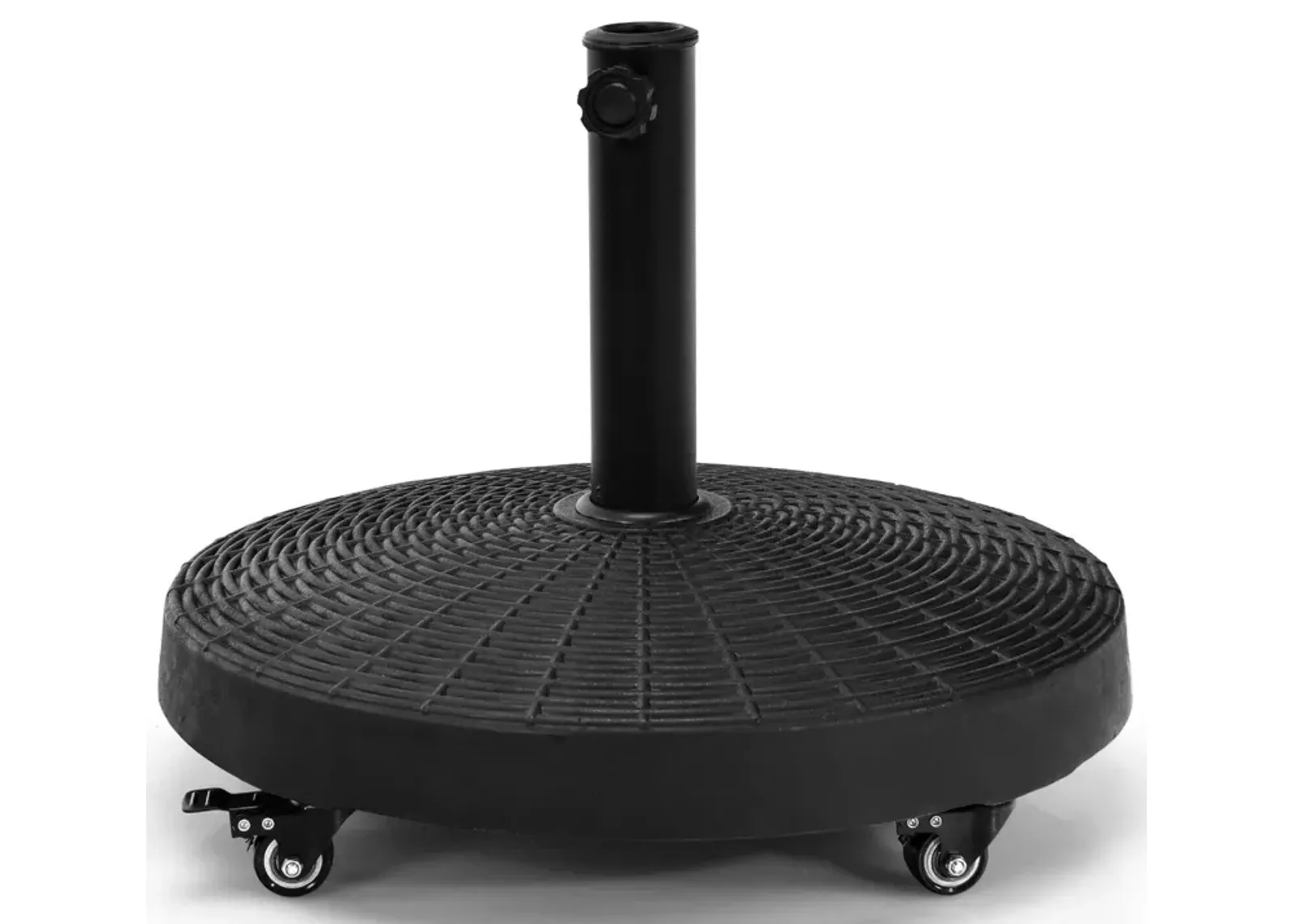 50 LBS Patio Wicker Style Resin Umbrella Base Stand Heavy Duty with Wheels